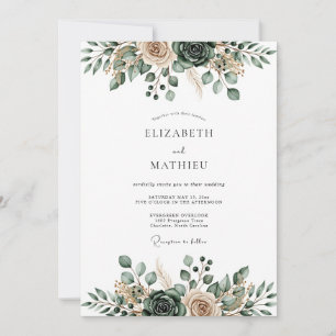Sage Green Ethereal Flourish Wedding Invitation