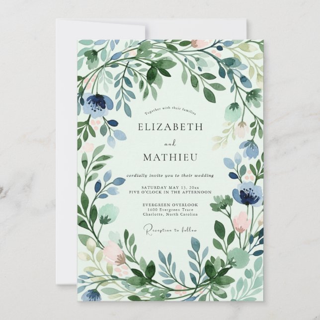 Sage Green Ethereal Spring Wedding Invitation (Front)