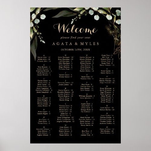 Sage Green Eucalyptus Alphabetical Seating Chart