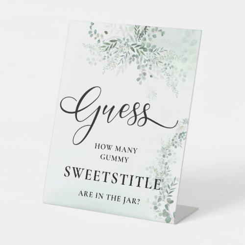 Sage Green Eucalyptus Baby Shower Guess How Many Pedestal Sign