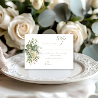 Sage Green Eucalyptus Botanical Floral RSVP | Card