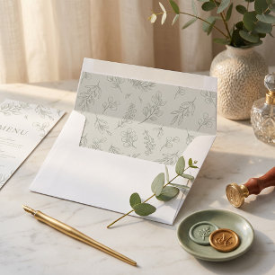 Sage Green Eucalyptus Botanical Wedding Envelope