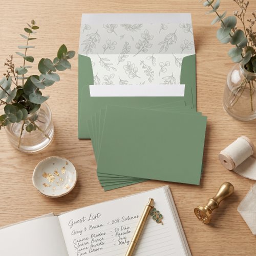 Sage Green Eucalyptus Botanical Wedding Envelope