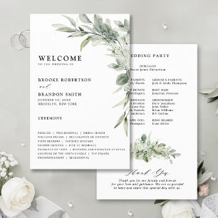 Sage Green Eucalyptus Botanical Wedding Program