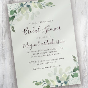 Sage Green Bridal Shower Invitations & Templates