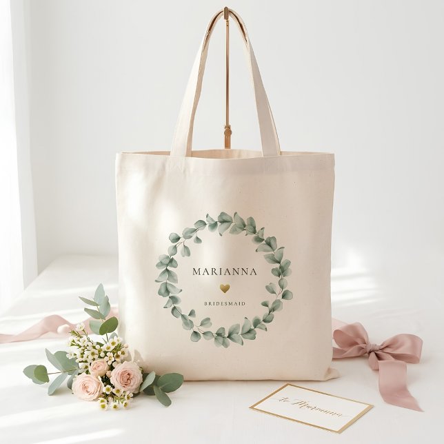 Sage Green Eucalyptus Bridesmaid Tote Bag (Creator Uploaded)