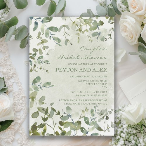 Sage Green Eucalyptus Couples Bridal Shower Invitation