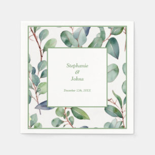 Sage Green Eucalyptus Dusty Blue Leaves Wedding Napkins