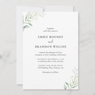 Sage Green Eucalyptus Elegant All In One Wedding Invitation