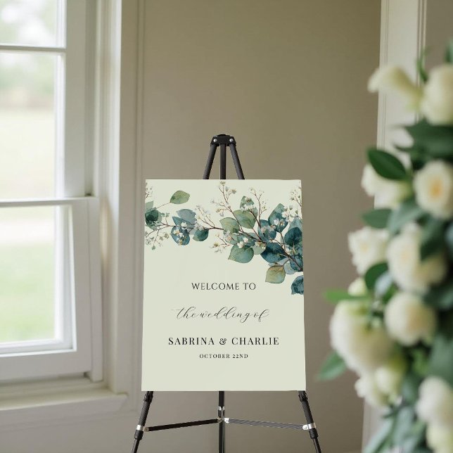 Sage Green Eucalyptus Elegant Boho Welcome Sign (Creator Uploaded)