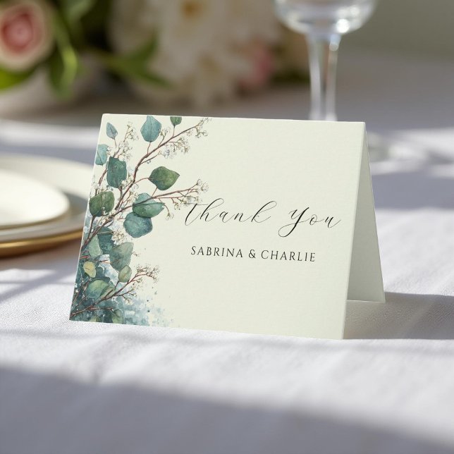 Sage Green Eucalyptus Elegant Foliage Thank You Card (Creator Uploaded)