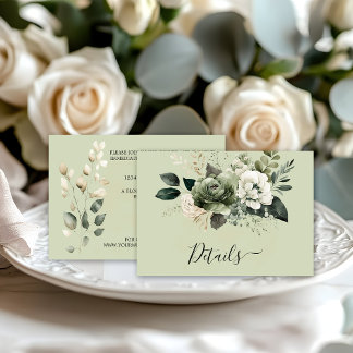 Sage Green Eucalyptus Floral Details | Enclosure Card
