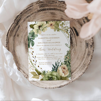 Sage Green Eucalyptus Floral  Rustic Wedding | Invitation