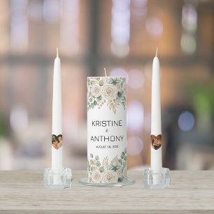 Sage Green Eucalyptus Floral Wedding Unity Candle Set