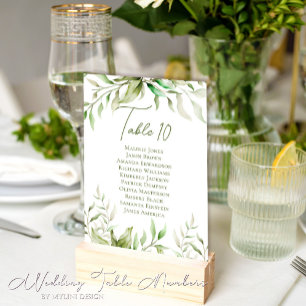 Sage Green Eucalyptus Foliage Botanical Wedding Table Number