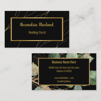 SAGE GREEN EUCALYPTUS GOLD BLACK 2 BUSINESS CARD
