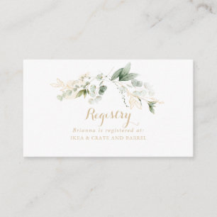 Sage Green Eucalyptus Gold Wedding Gift Registry Enclosure Card