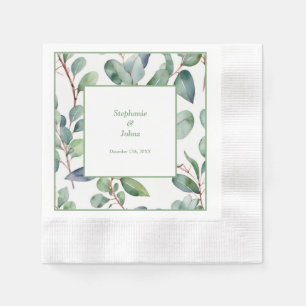 Sage Green Eucalyptus Greenery Art Simple Wedding Napkins