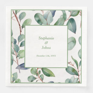 Sage Green Eucalyptus Greenery Art Simple Wedding Paper Dinner Napkins
