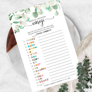 Sage Green Eucalyptus Greenery Bridal Emoji Game Flyer