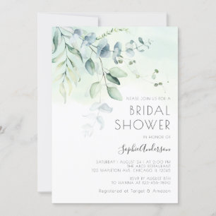 Sage Green Eucalyptus Greenery Bridal Shower Invitation