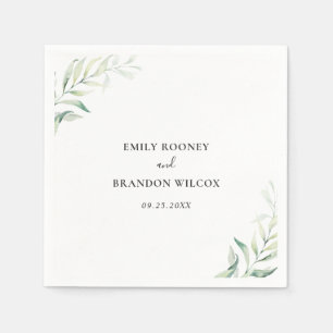 Sage Green Eucalyptus Greenery Elegant Wedding Napkins