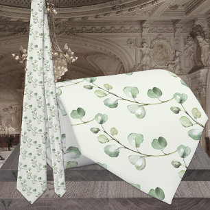 Sage Green Eucalyptus Greenery Elegant Wedding Neck Tie