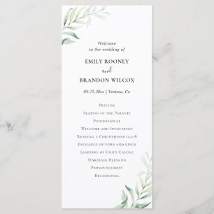 Sage Green Eucalyptus Greenery Elegant Wedding Program