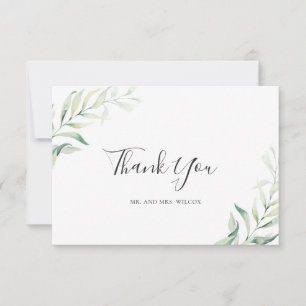 Sage Green Eucalyptus Greenery Elegant Wedding Thank You Card