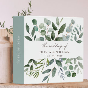 Sage Green Eucalyptus Greenery Leaf Wedding Album 3 Ring Binder