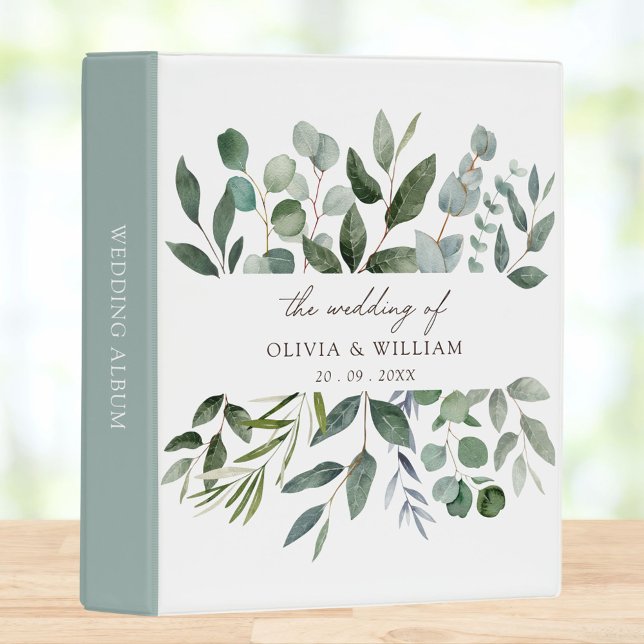 Sage Green Eucalyptus Greenery Leaf Wedding Album Mini Binder (In situ)