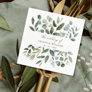 Sage Green Eucalyptus Greenery Leaf Wedding Napkins