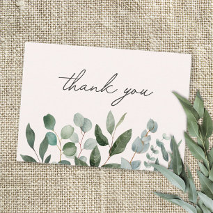 Sage Green Eucalyptus Greenery Leaves Thank you Note Card