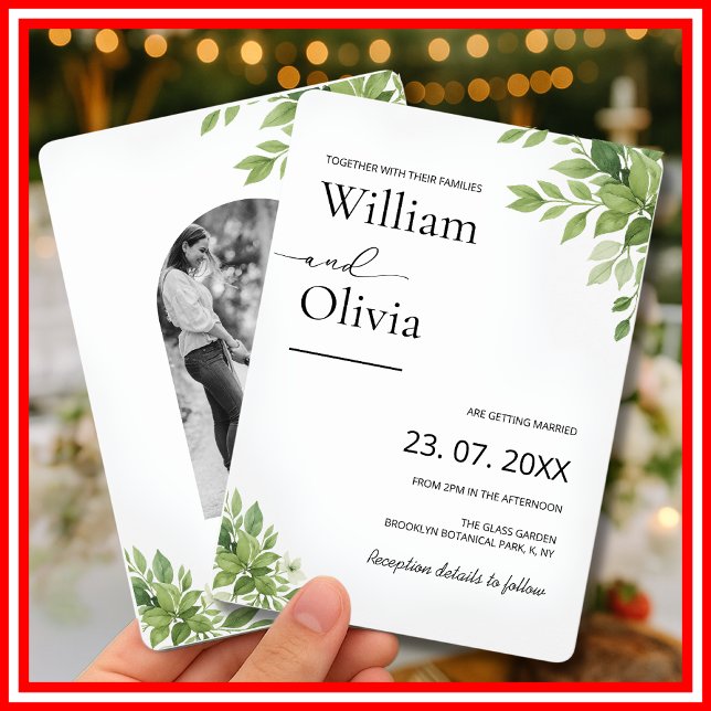 Sage Green Eucalyptus Greenery PHOTO Wedding Invitation (Creator Uploaded)