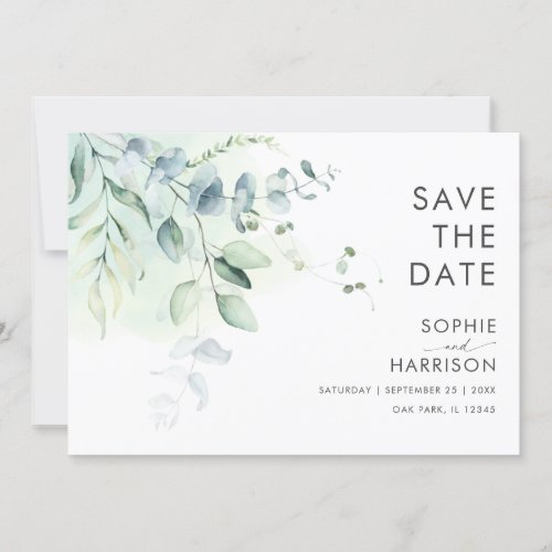 Sage Green Eucalyptus Greenery Save The Date Invitation