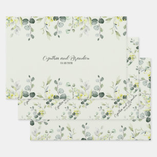 Sage Green Eucalyptus Greenery Wedding Branding  Wrapping Paper Sheets