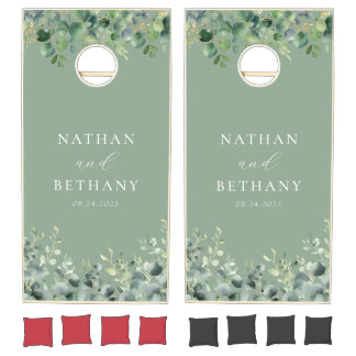 Sage Green Eucalyptus Greenery Wedding Cornhole Set