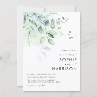 Sage Green Eucalyptus Greenery Wedding Invitation