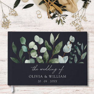 Sage Green Eucalyptus Greenery Wedding Leaves Foil Guest Book
