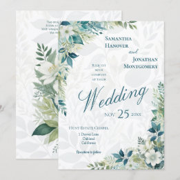 Sage Green Eucalyptus Ivory Wedding Invitation
