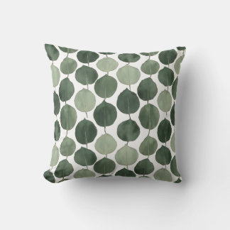 Sage Green Eucalyptus Leaf Pattern Botanical Plant Throw Pillow