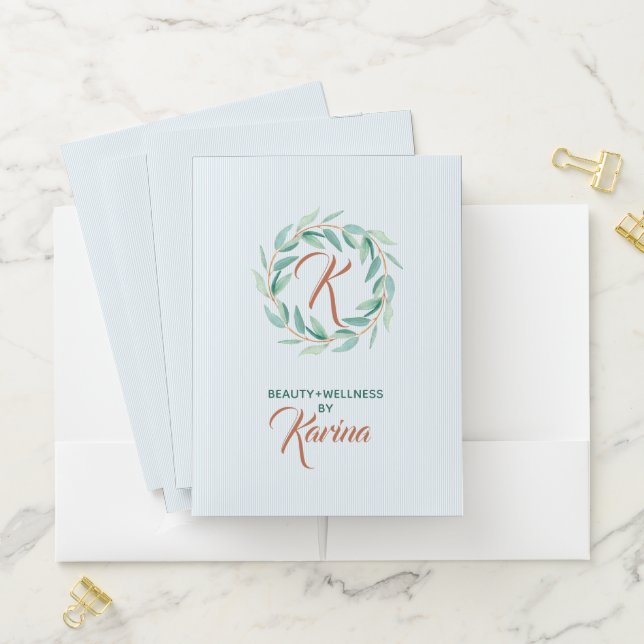 Sage-Green Eucalyptus Leafs Wreath Pocket Folder (In Situ)