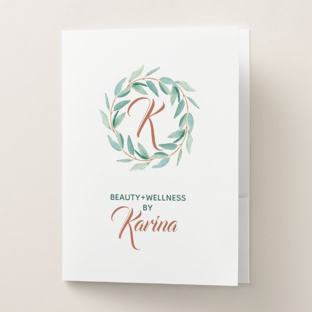 Sage-Green Eucalyptus Leafs Wreath Pocket Folder (Front)