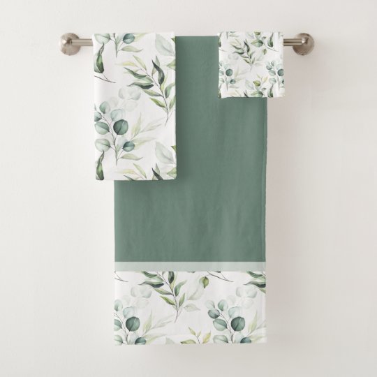 Sage Green Eucalyptus Leaves Bath Towel Set | Zazzle.com