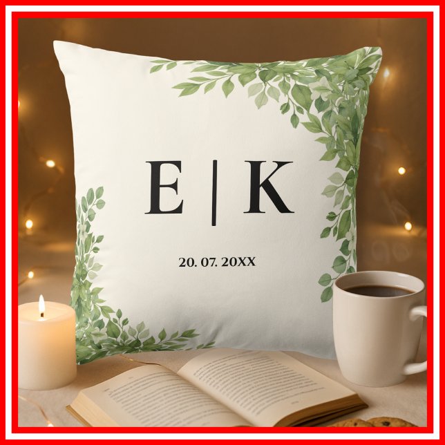 Sage Green Eucalyptus Leaves Greenery Throw Pillow (Creator Uploaded)