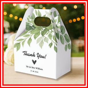 Sage Green Eucalyptus Leaves Greenery Wedding Favor Boxes