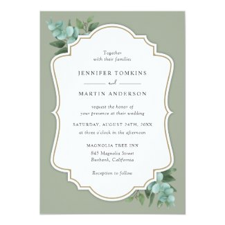 Sage Green Eucalyptus Leaves Greenery Wedding Invitation