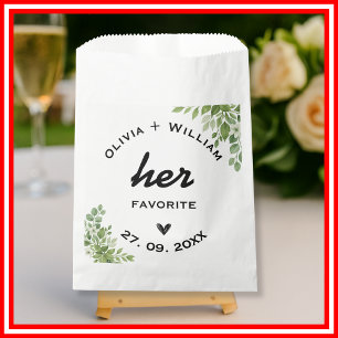 Sage Green Eucalyptus Leaves His and Her Favorite Favor Bag
