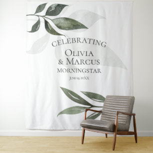 Sage Green Eucalyptus Leaves Photo Backdrop