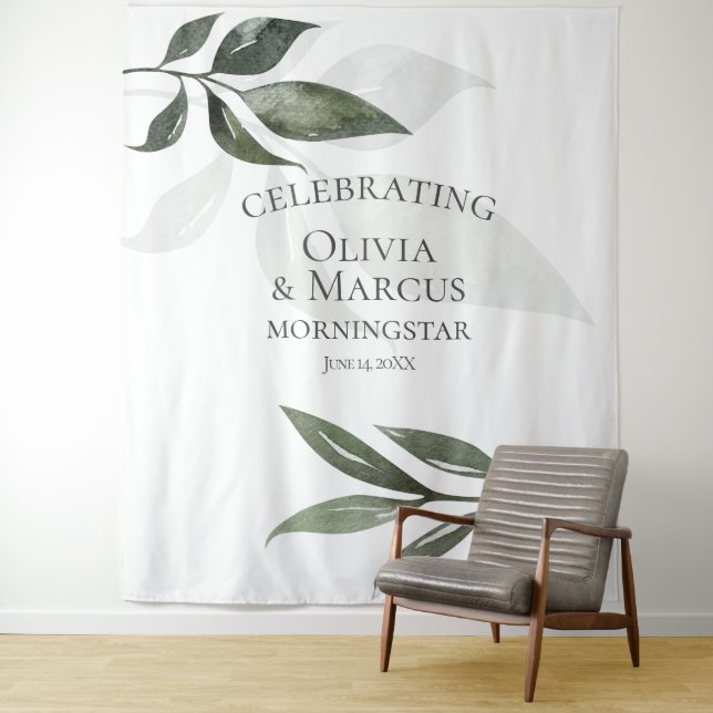 Sage Green Eucalyptus Leaves Photo Backdrop (In Situ)